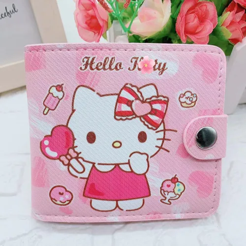 Vista 2 de ACUOTN Monedero de dibujos animados lindo de anime, cartera de cuero, regalos de cumpleaños, Icecreamcandy-Kitty
