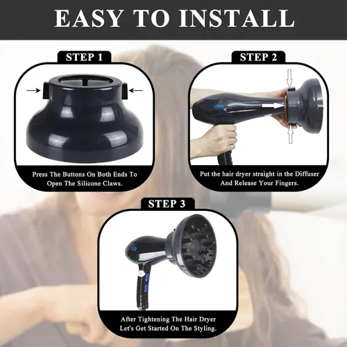 Vista 4 de Accesorio Difusor de Secador de Pelo Universal Ajustable Profesional Herramienta de Salón para Cabello Rizado Se Ajusta a la Mayoría de Secadores