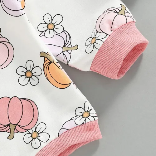 Vista 5 de OikMombiu Traje de Halloween para bebé y niña, camiseta y pantalones divertidos de fantasma, manga larga, cuello redondo, ropa linda