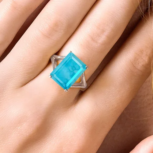 Vista 51 de Gem Stone King Anillo de compromiso solitario con piedra preciosa de corte esmeralda de 0.551 x 0.394 in para mujer, plata de ley 925, anillo