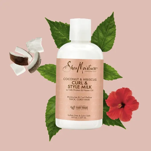 Vista 14 de SheaMoisture Curl & Style Milk Coco e Hibisco con Proteína de Seda y Aceite de Neem para Cabello Grueso, Definido y Rizado Comercio Justo, Sin