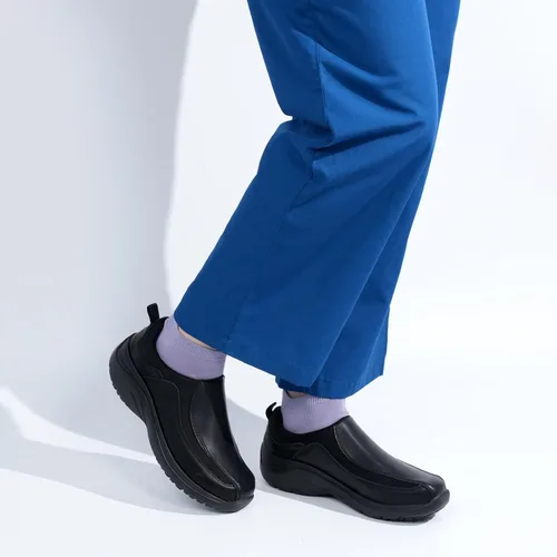 Vista 2 de Hawkwell Zapatos de enfermería de lycra ligeros sin cordones para mujer, zapatos de trabajo para el cuidado de la salud