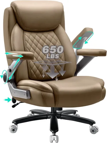 Vista 10 de 600LBS Large Heavy Duty Office Chair with 5D Flip Arms,Comfy Big and Tall Executive Office Desk Chair with Pocket Spring Cushion,High Back Computer