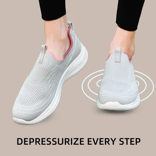 Vista 5 de TIOSEBON Tenis para caminar para mujer, de punto, cómodos, de malla transpirable, ligeros