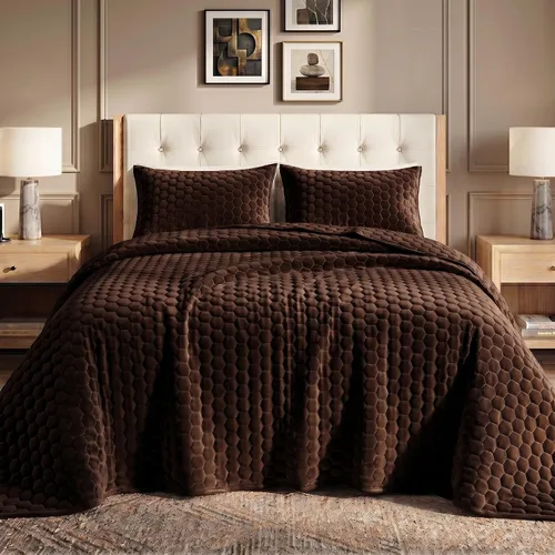 Vista 7 de Tribeca Living Lugano - Juego de edredón de terciopelo de gran tamaño para todas las estaciones, tamaño XL, juego de edredón de 3 piezas tamaño Negro