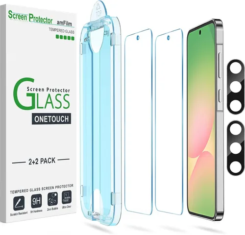 Vista 22 de amFilm OneTouch - Protector de pantalla para Samsung Galaxy S22 5G de 6.1 pulgadas, dureza 9H con protector de lente de cámara, más fácil
