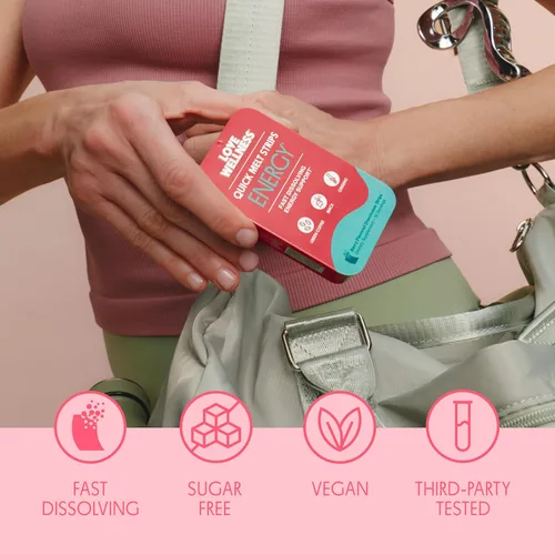 Vista 5 de Love Wellness Energy* Tiras de derretimiento rápido - Apoyo de energía de disolución rápida con cafeína natural y botánicos - Promueve