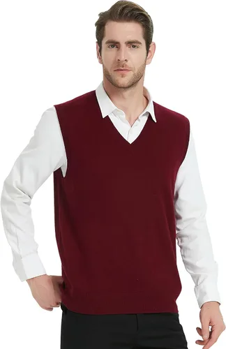 Vista 9 de Kallspin Chaleco de mezcla de lana de cachemira para hombre con cuello en V