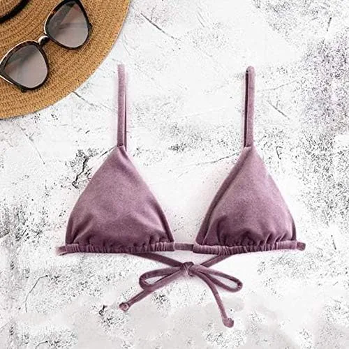 Vista 2 de Pilot Active Evie Top en terciopelo lila traje de baño - String triángulo estilo sexy mujer bikini Top