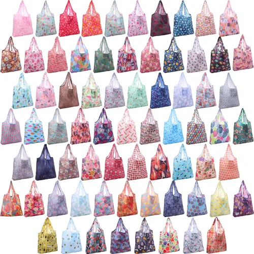 Vista 8 de Paterr 72 Pcs Reusable Grocery Bags Foldable Shopping Bag Waterproof Shopper Cute Bag Large Machine Washable Grocery Tote