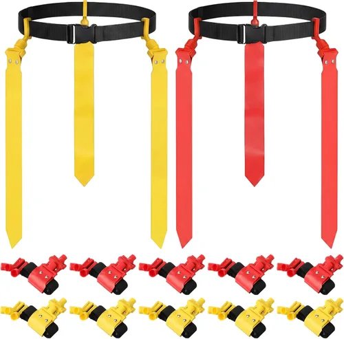 Vista 22 de Hungdao Cinturones y banderas de fútbol para 10/12 jugadores, cinturones de fútbol ajustables para niños, adolescentes, adultos, entrenamiento