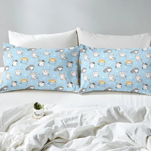 Vista 6 de Erosebridal Juego de sábanas Kawaii con diseño de animales lindos para niñas y niños, juego de sábanas de dibujos animados con diseño de pata