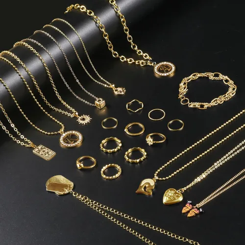 Vista 5 de Ecoofor Cadenas de collar de oro para hacer joyas, 62.3 pies, 8 rollos de cadenas de joyería para hacer collares, pulseras y joyas con anillos
