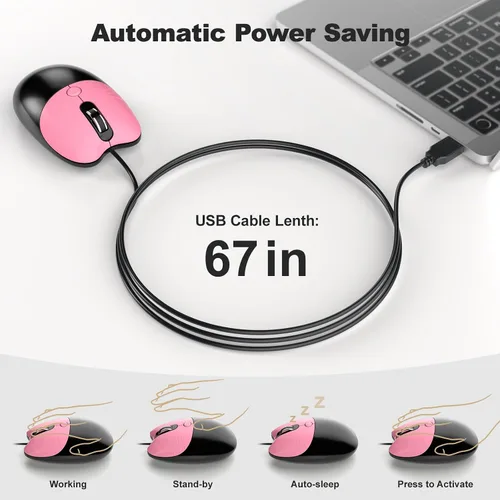 Vista 5 de Dilter Combo de teclado y mouse con cable, teclados de máquina de escribir de tamaño completo de 104 teclas, teclado de oficina USB con teclado