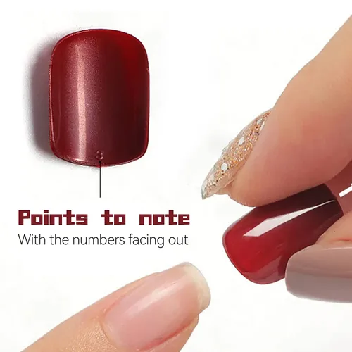 Vista 8 de Uñas postizas a presión de punta francesa, uñas postizas cuadradas blancas, uñas postizas cortas negras con diamantes de imitación, diseños