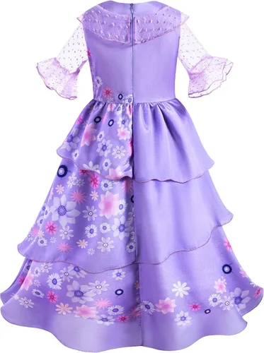 Vista 4 de Bosvin Disfraz de princesa púrpura para niñas, vestido de princesa