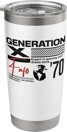 Vista 8 de Gen X FAFO Gen X Gen X Generation Xer Born 1970 - Vaso aislado de acero inoxidable retro vintage