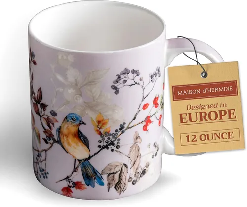 Vista 176 de Maison d' Hermine Taza de café con asas, tazas de porcelana fina de hueso, paquete de una taza de té para bebidas calientes, capuchino, latte