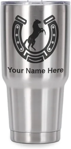 Vista 40 de LaserGram Vaso personalizado de 20 onzas, herradura con caballo (negro)