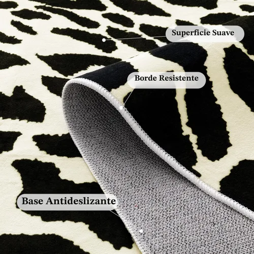 Vista 4 de YIHOUSE Alfombra de leopardo para sala de estar, bonita alfombra con estampado de guepardo blanco y negro, moderna, lavable, alfombras con estampado