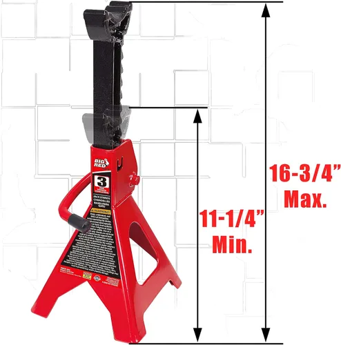 Vista 6 de BIG RED ATZ120005R Torin Heavy Duty Pin Type Professional Car Jack Stand con cerradura, capacidad de 12 toneladas (26,400 lb), rojo, 1 par y T43202