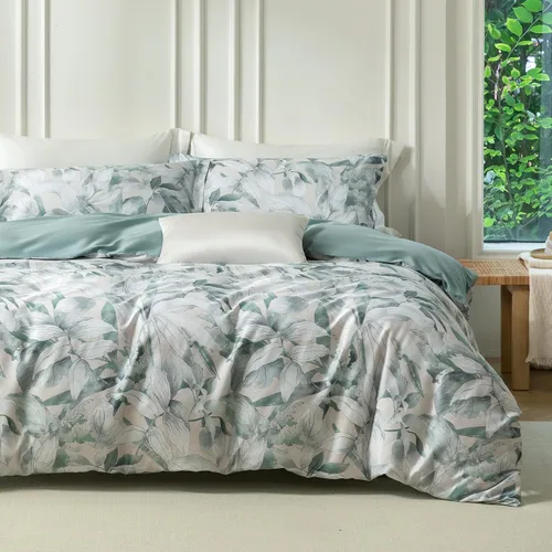 Vista 16 de MILDLY Juego de funda nórdica floral de mármol azul y verde acuarela 3