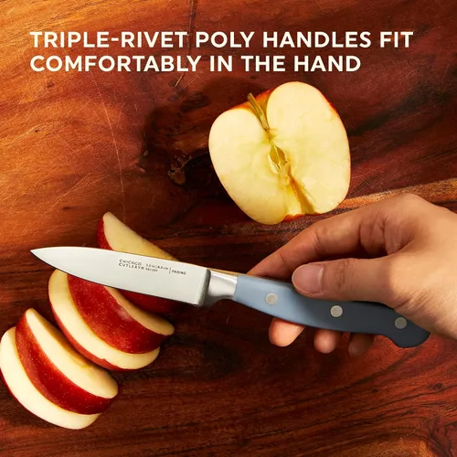 Vista 4 de Chicago Cutlery Halsted - Juego de cubiertos y bloques de madera, asas ergonómicas y juego de cubiertos de chef profesional de acero inoxidable