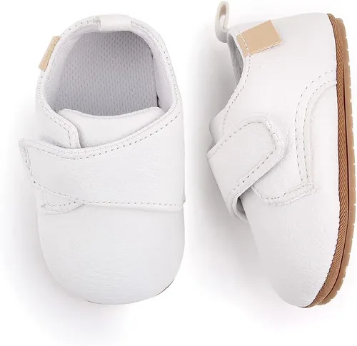Vista 5 de Methee Baby Boys Girls Shoes Soft Sole Non-Slip PU Leather Baptism Christening Shoes Infant First Walker Shoes Toddler Crib Shoes Newborn Loafers