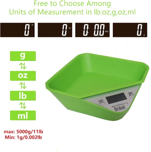 Vista 3 de Báscula digital de cocina báscula electrónica multifunción para alimentos con cuenco extraíble máx. 11 lb/5 kg