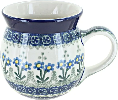 Vista 12 de Blue Rose Polish Pottery - Blue Alyce Bubble Mug - 16 oz - Unique Shape Mug for Coffee & Tea