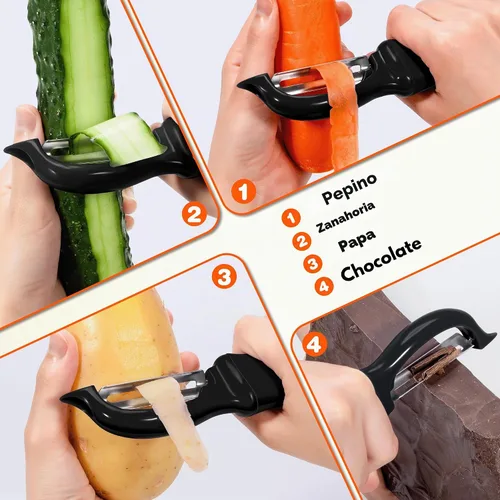 Vista 5 de Rainspire Pelador de verduras, pelador de patatas para cocina, cuchillas afiladas de acero inoxidable, mango cómodo, pelador de frutas, pelador
