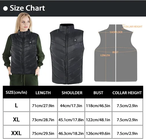 Vista 7 de SETTOK Men's Women's Heated Vest with 9 Heating Zones, 10000mAh Battery Pack Included, Lightweight Warm Electric Vest for Men