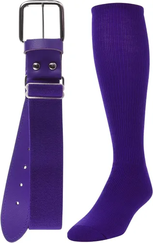 Vista 10 de TCK Combo de calcetines y cinturón de béisbol o sóftbol, tallas para jóvenes y adultos para niños y niñas, hombres y mujeres