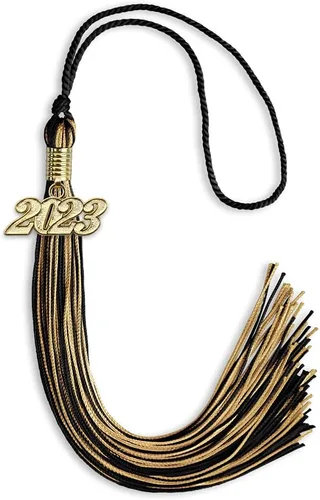 Vista 195 de Endea Graduation - Borla de doble color mixto con fecha dorada (negro/dorado antiguo, 2021)
