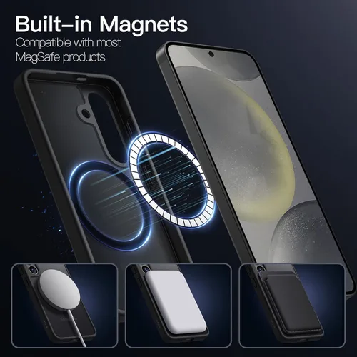 Vista 3 de JETech Estuche magnético para Samsung Galaxy S24 5G, compatible con MagSafe, funda protectora para teléfono con parte trasera translúcida y mate a