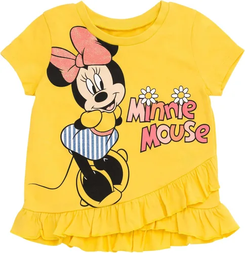Vista 74 de Disney Minnie Mouse - Conjunto de camiseta floral arcoíris y pantalones cortos de cambray, tallas de bebé a niño grande (12 meses - 14-16)