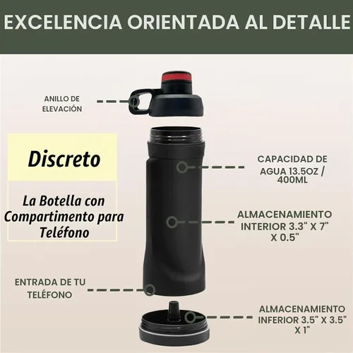 Vista 3 de Botella de agua de desvío con capacidad de 13.5oz - Compartimento oculto definitivo para viajes, playa, automóvil para guardar objetos de valor como
