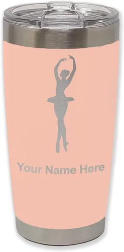 Vista 30 de LaserGram Vaso aislado al vacío de 20 onzas, bailarina de ballet, grabado personalizado incluido (negro)