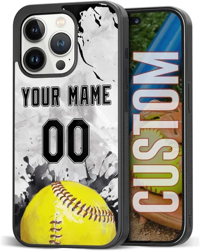 Vista 15 de Funda personalizada para teléfono con texto de Softbol en forma de corazón con girasol para iPhone 17 16 15 14 13 12 11 Pro Max Plus Mini Xs Xr 8