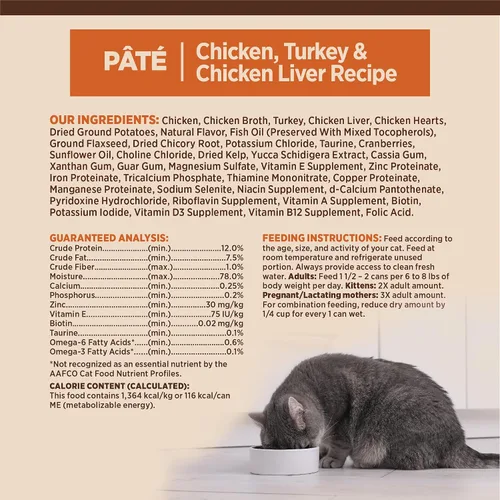 Vista 8 de Wellness CORE Pate - Alimento húmedo enlatado para gatos adultos, natural, rico en proteínas, sin granos, receta de pollo y pavo, 3 onzas, paquete