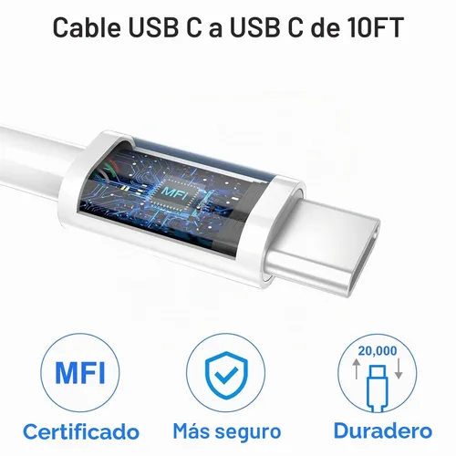 Vista 5 de Cargador rápido para iPhone, [certificado MFi] 2 paquetes de 20 W de doble puerto PD/QC3.0 USB C cargador de pared con cable USB C a Lightning de 6