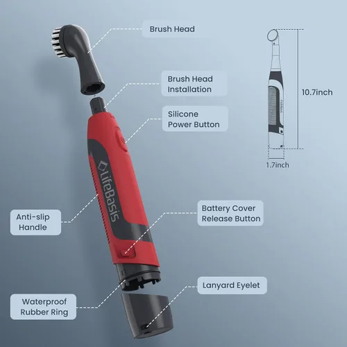 Vista 16 de LifeBasis Cepillo de Limpieza Eléctrico Inalámbrico, Mini Fregadora Eléctrica para Limpiar Lechada Impermeable con 5 Cabezales de Cepillo para Baño