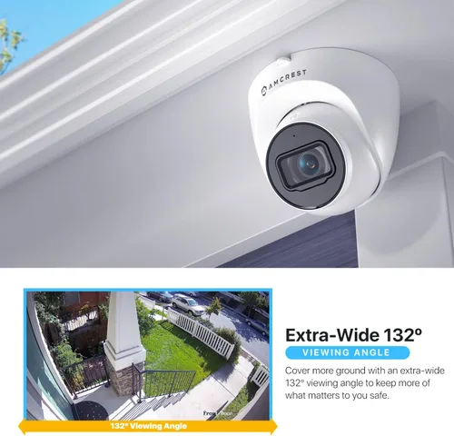 Vista 5 de Amcrest Cámara PoE de torreta, de 5 MP, IP UltraHD para exteriores, micrófono/audio, de vigilancia, visión nocturna de 98 pies, campo de visión