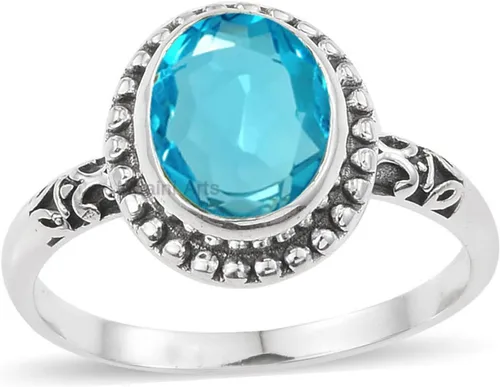 Vista 34 de Anillo de plata de ley 925 para mujer, anillo único de gema ovalada hecho a mano