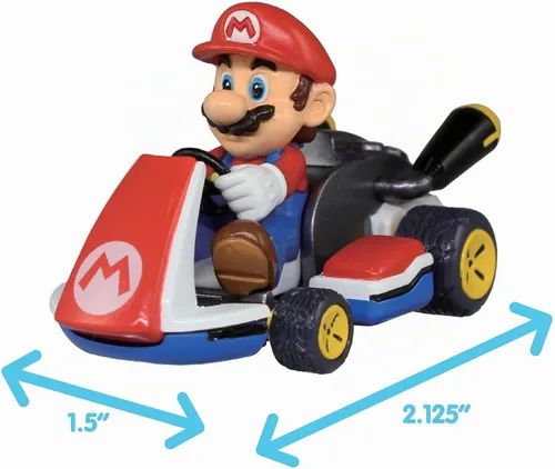 Vista 2 de TOMY Mario Kart Pull Back Racers - Juguetes de Mario de Nintendo que incluyen Mario, Luigi, Wario, Princesa Peach, Bowser, Toad y Yoshi - 10