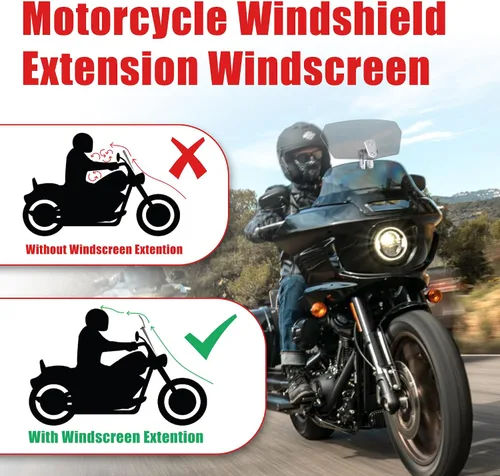 Vista 2 de Goldfire Extensión Universal de Parabrisas de Motocicleta Parabrisas Extendido Deflector Extensión de Parabrisas de Motocicleta Deflector de Viento