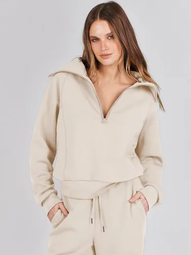 Vista 5 de ANRABESS Women 2 Piece Outfits Sweatsuit Set 2023 Fall Oversized Half Zip Sweatshirt Wide Leg Sweatpant Lounge Set Tracksuit