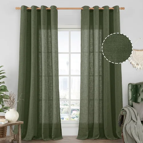 Vista 66 de LAMIT Cortinas de lino marrón caramelo para sala de estar, 84 pulgadas, de lino sintético, texturizado, filtrante de luz, paneles de privacidad