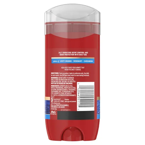 Vista 13 de Old Spice Desodorante sin aluminio para hombres, protección contra olores 24/7, frescura 24/7 y aroma duradero, Aqua Reef con aroma a ciprés, 3.8