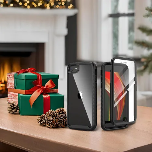 Vista 2 de IDweel para iPhone SE 2020, para iPhone 8 y 7 y SE 2022 (SE 2ª/3ª), funda protectora de cuerpo completo de ajuste delgado con amortiguación de Negro